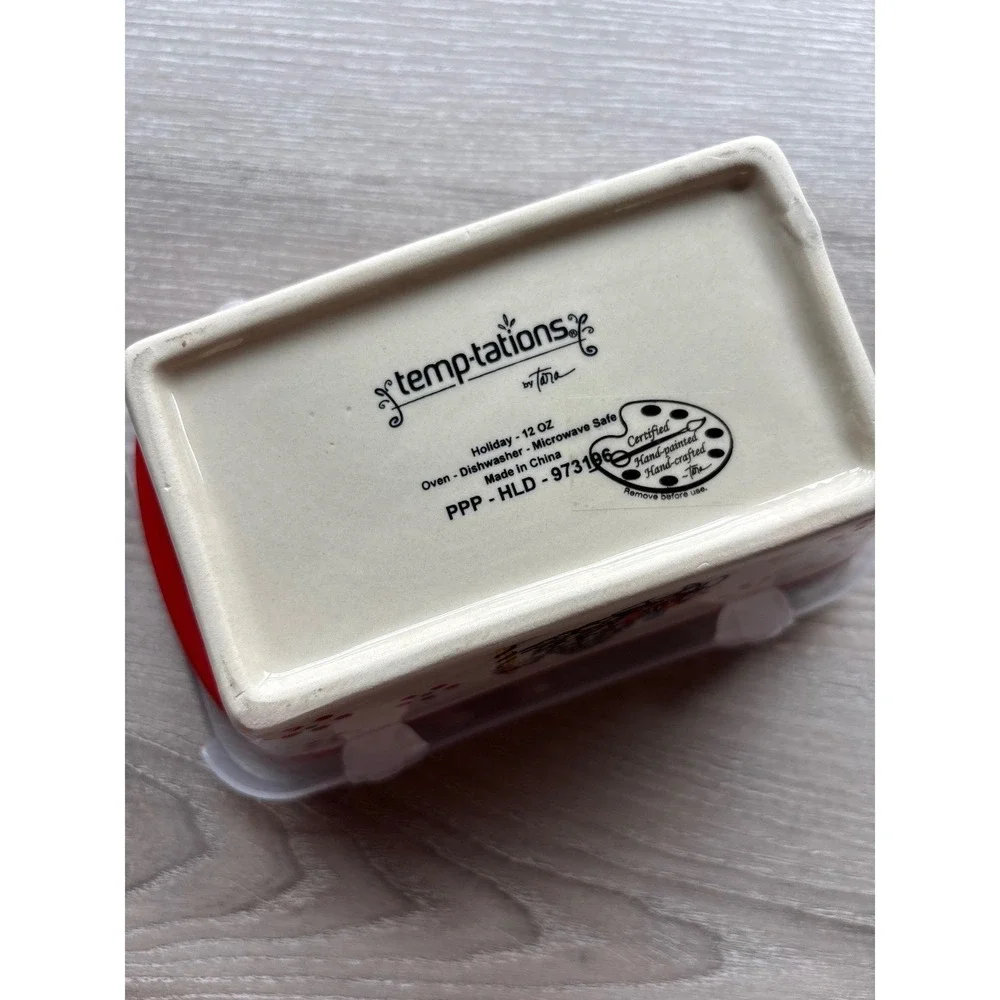Temp-tations by Tara Holiday 12 oz Ceramic Mini Loaf Pan with Lid Christmas Tree